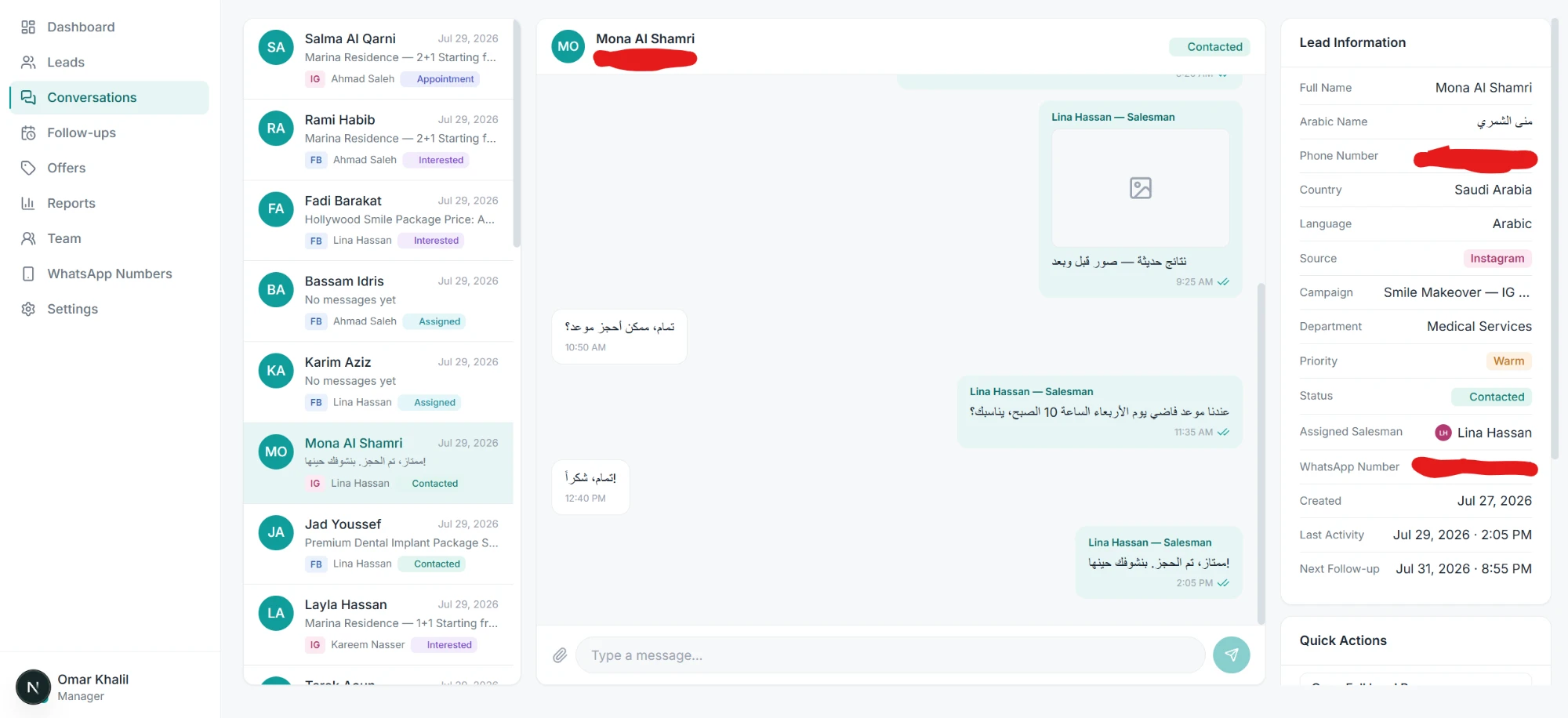 AI-Powered CRM Platform — WhatsApp number management
