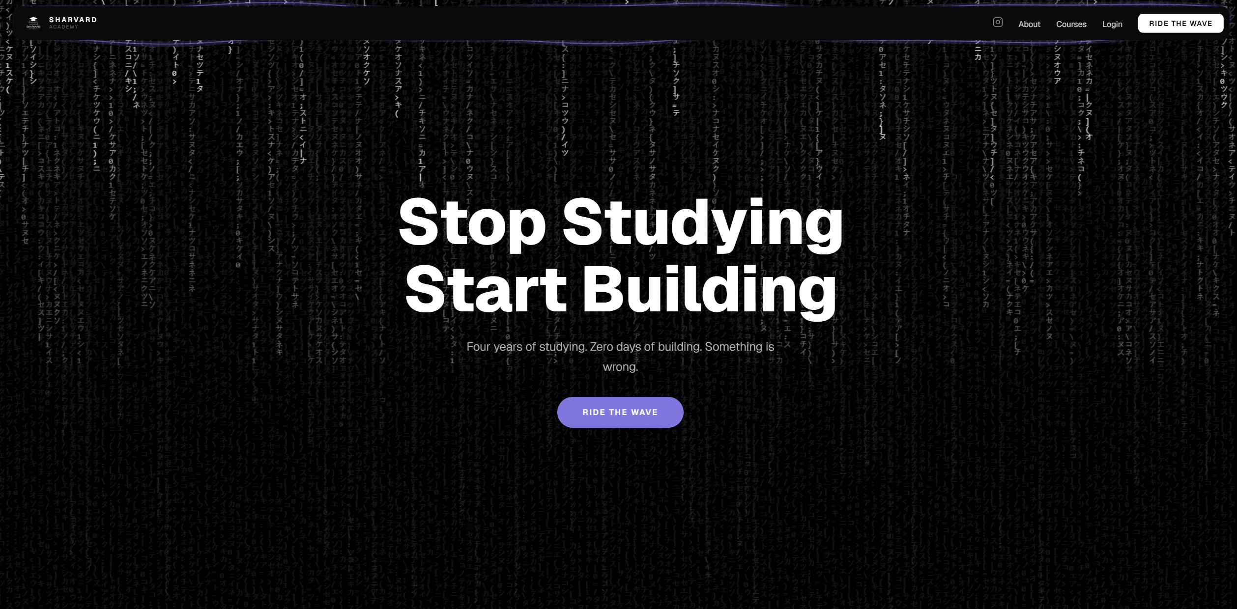 Sharvard Academy — platform landing page